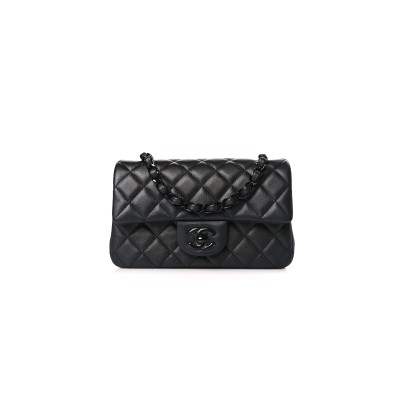 CHANEL MASTER LAMBSKIN QUILTED MINI RECTANGULAR FLAP SO BLACK 1312602 (20*12*6cm)